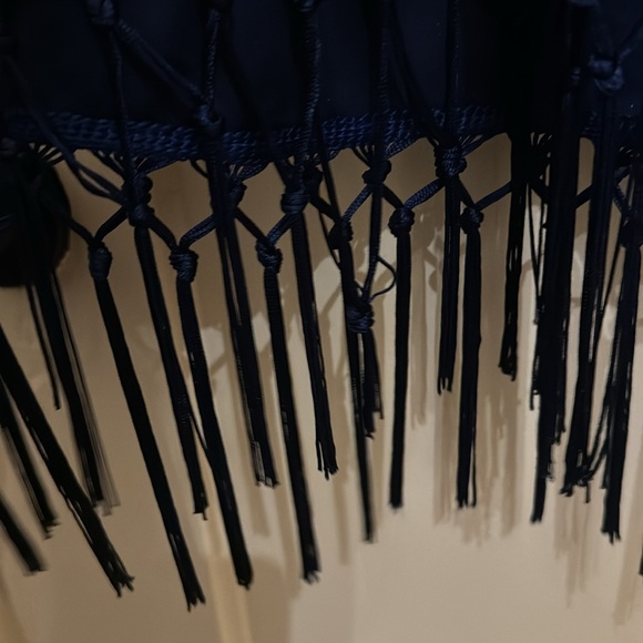 Midnight Hour Witchy blue velvet fringed cardigan / shawl / overshirt Size XL/2X - Picture 3 of 4